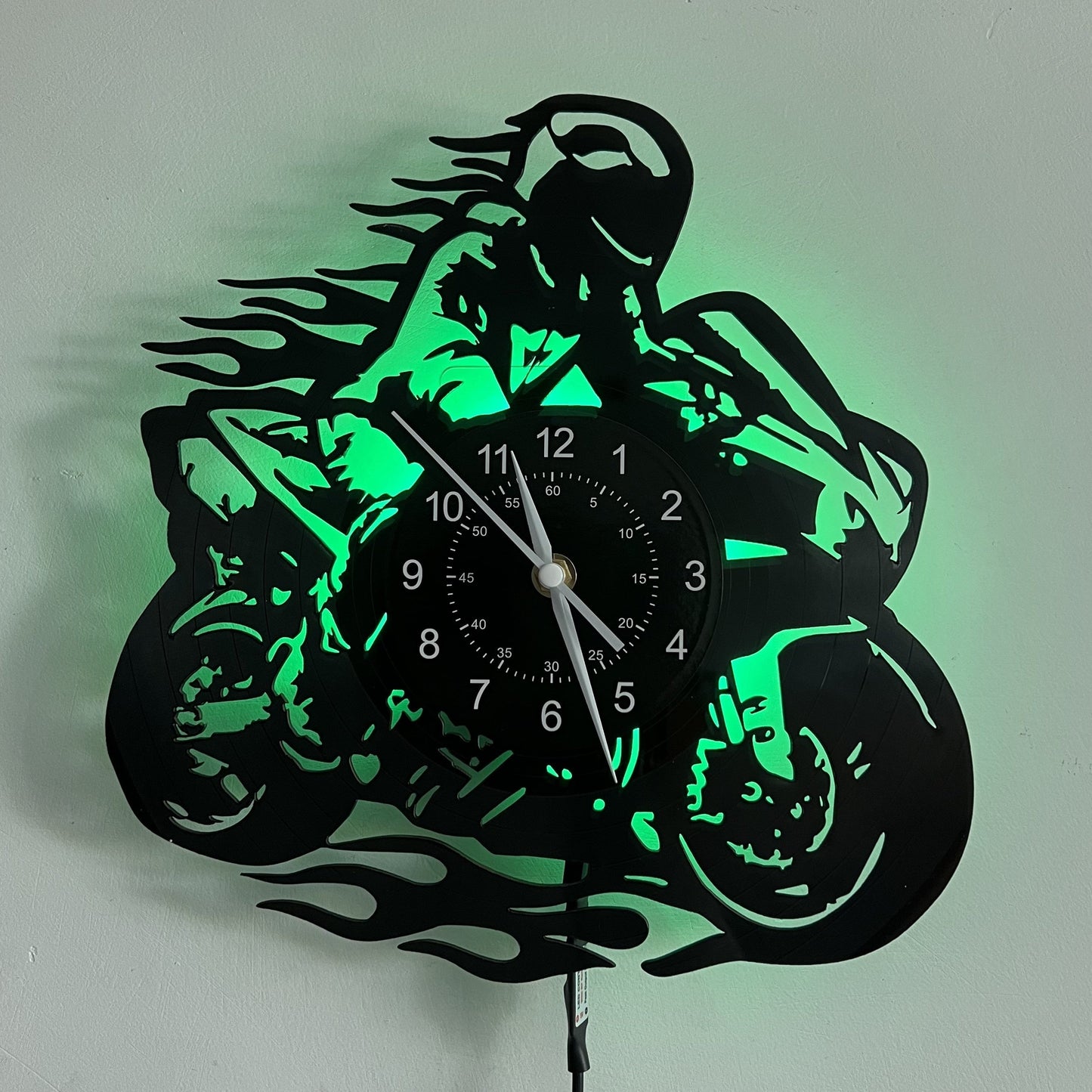 Horloge murale Floroux en vinyle - Thème moteur, style, pour décoration de salon et de bureau