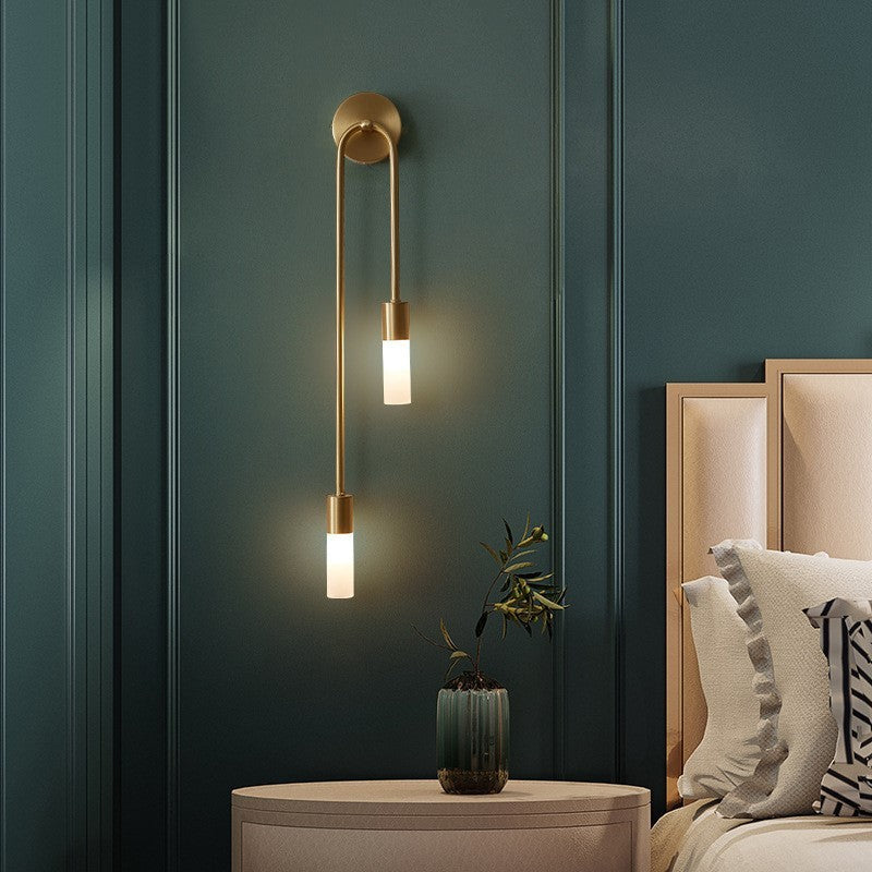 Lampe murale LED moderne Meza, 2 lumières, tige, or, salon
