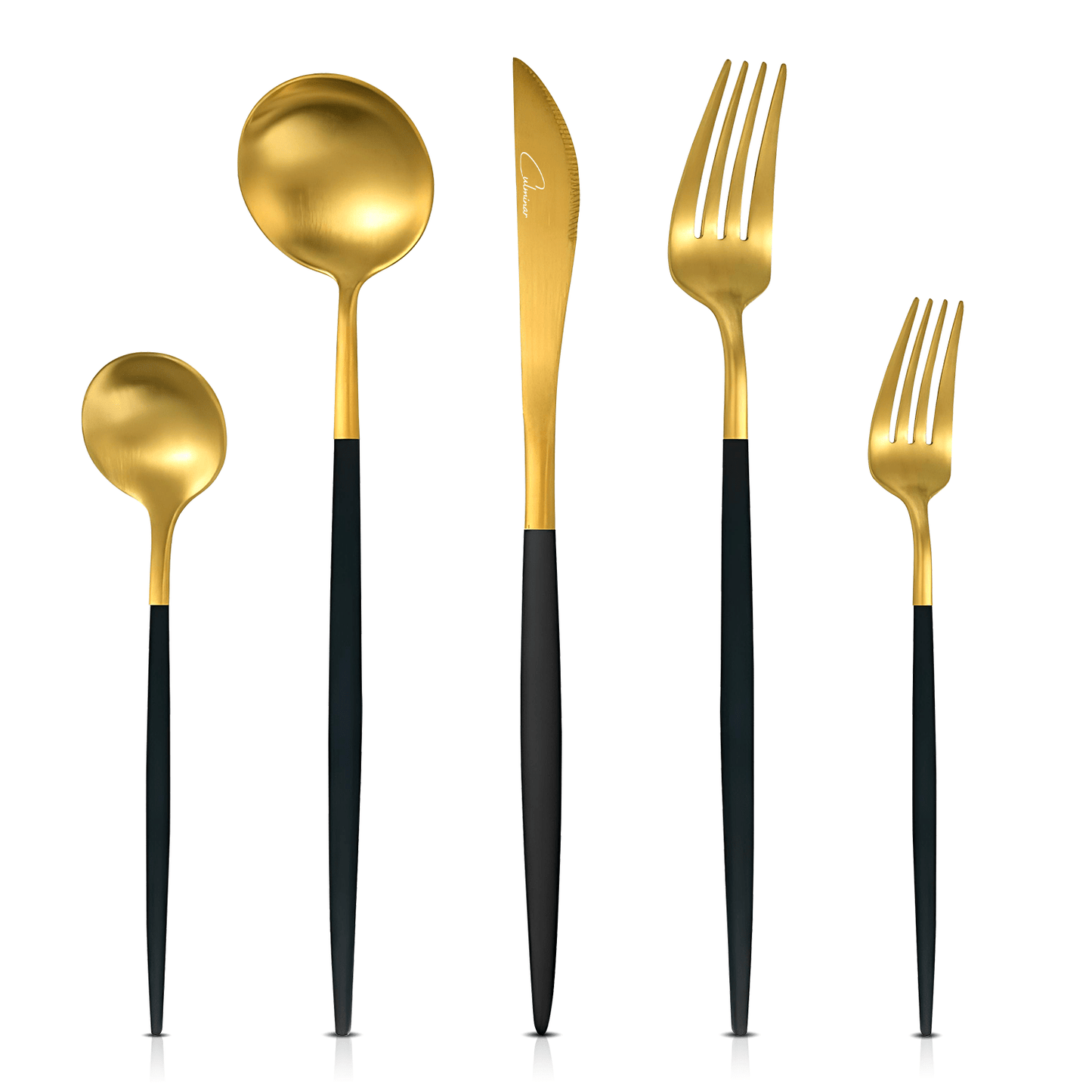 Set de couverts dorés noirs pour quatre - RoyalServe