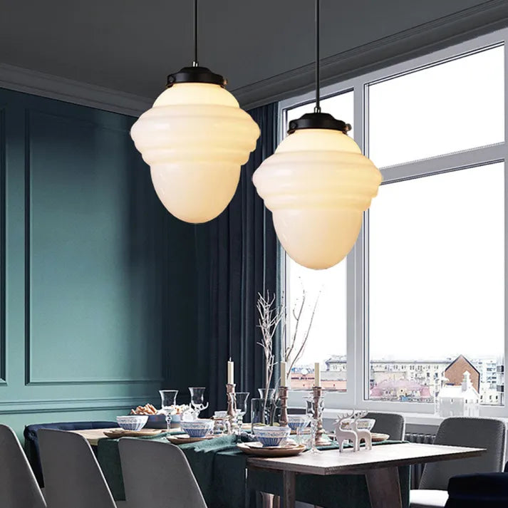 LumiNéo – Suspension Géométrique en Verre Givré Moderne
