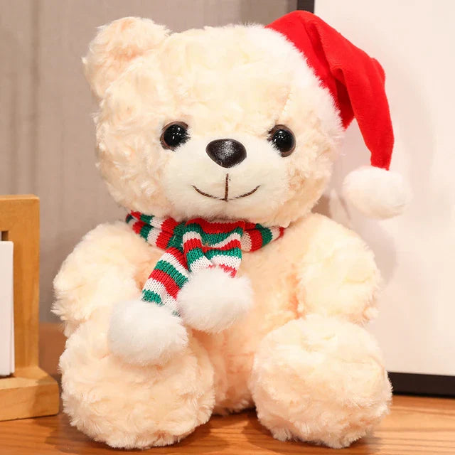 Floroux Bear - Ourson en peluche mignon avec un chapeau de Noël festif et une écharpe