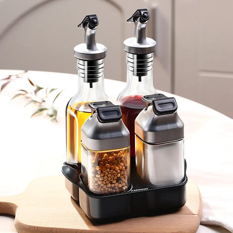 Distributeur d'huile et de vinaigre / stockage de poivre et de sel
