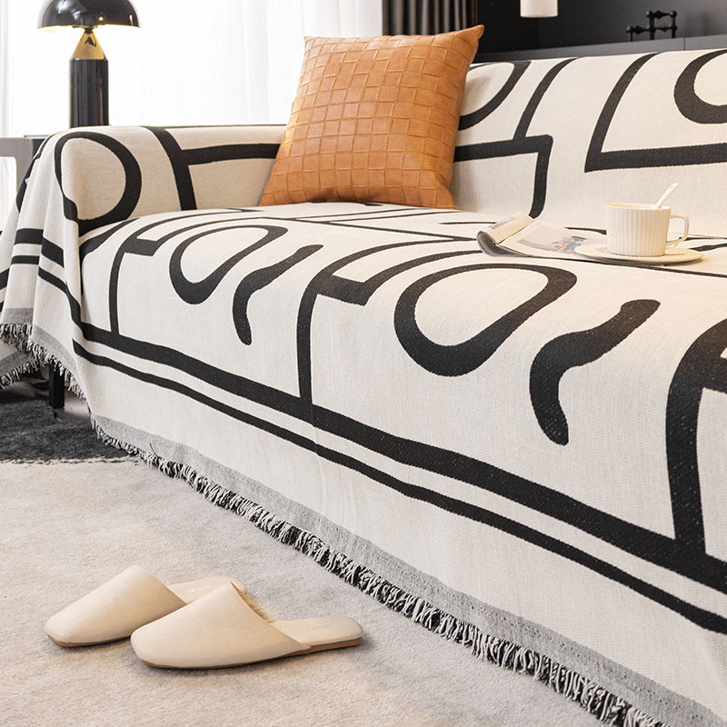 Couverture Throw Monochrome Chic en Chenille pour Canapé/Divan