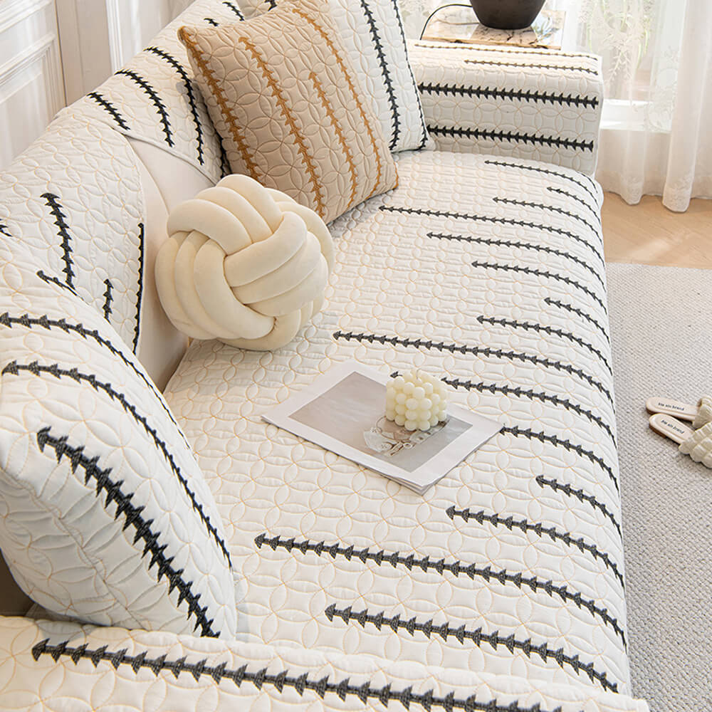 Texture française en coton lavé doux matelassé housse de canapé