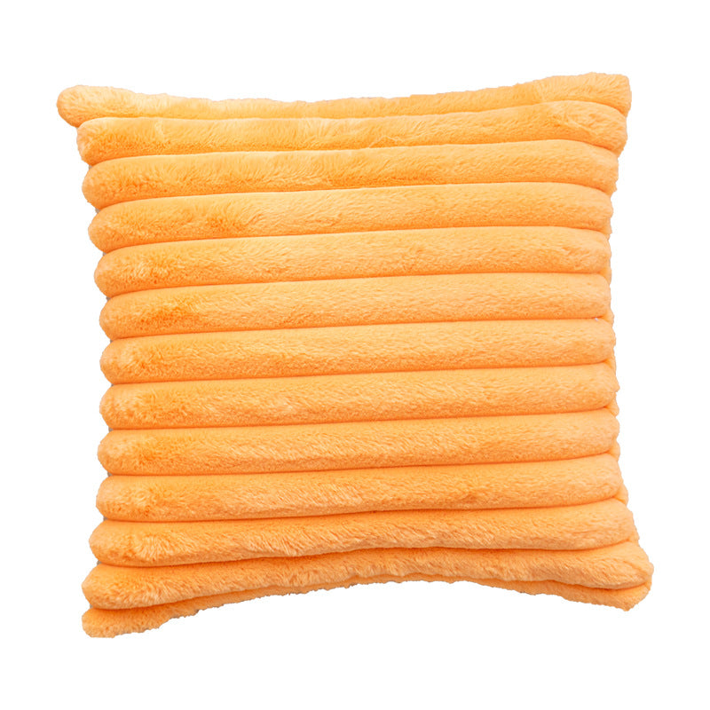Housse de coussin rayée en fausse fourrure