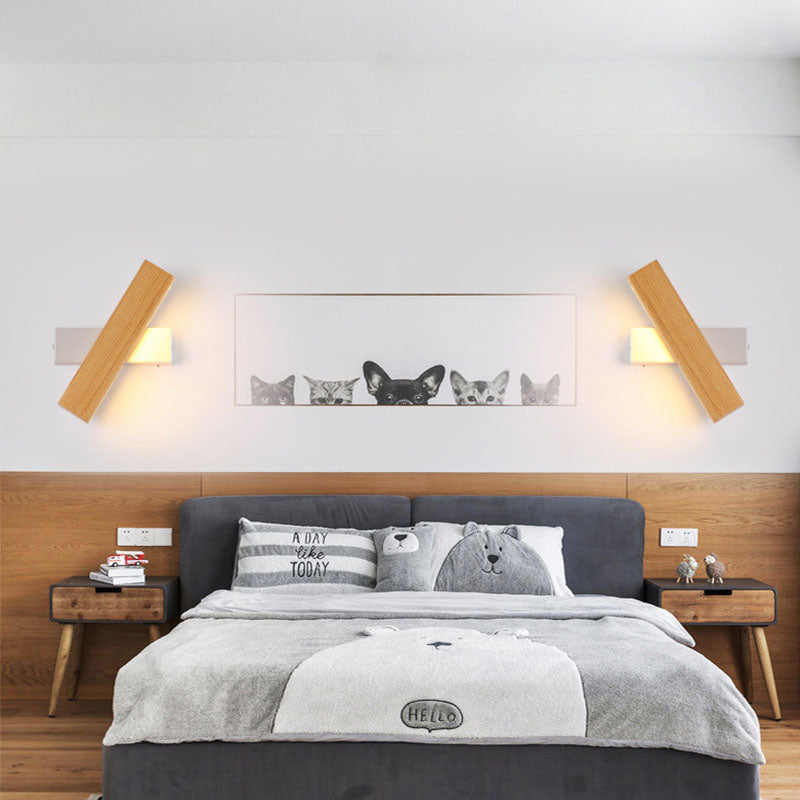 Floroux Applique LED | Design en bois et fer rectangulaire | Moderne et scandinave | Pour chambres à coucher et espaces de vie