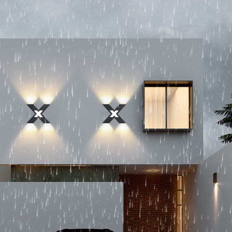 Applique LED étanche moderne en forme de X avec 4 lumières pour extérieur