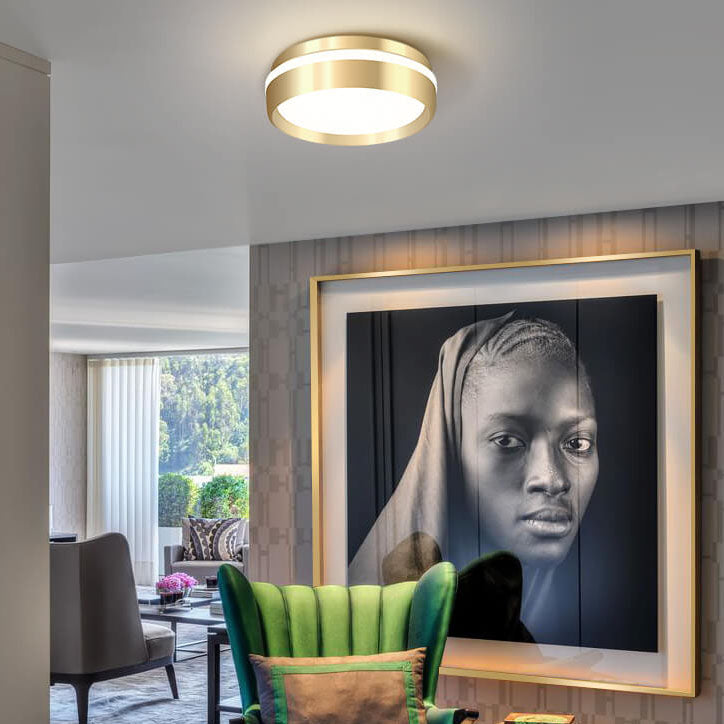 Floroux Nordic Round Luminaire LED Ceiling Light | Minimalist Design | Aluminum & Acrylic | Gold Finish