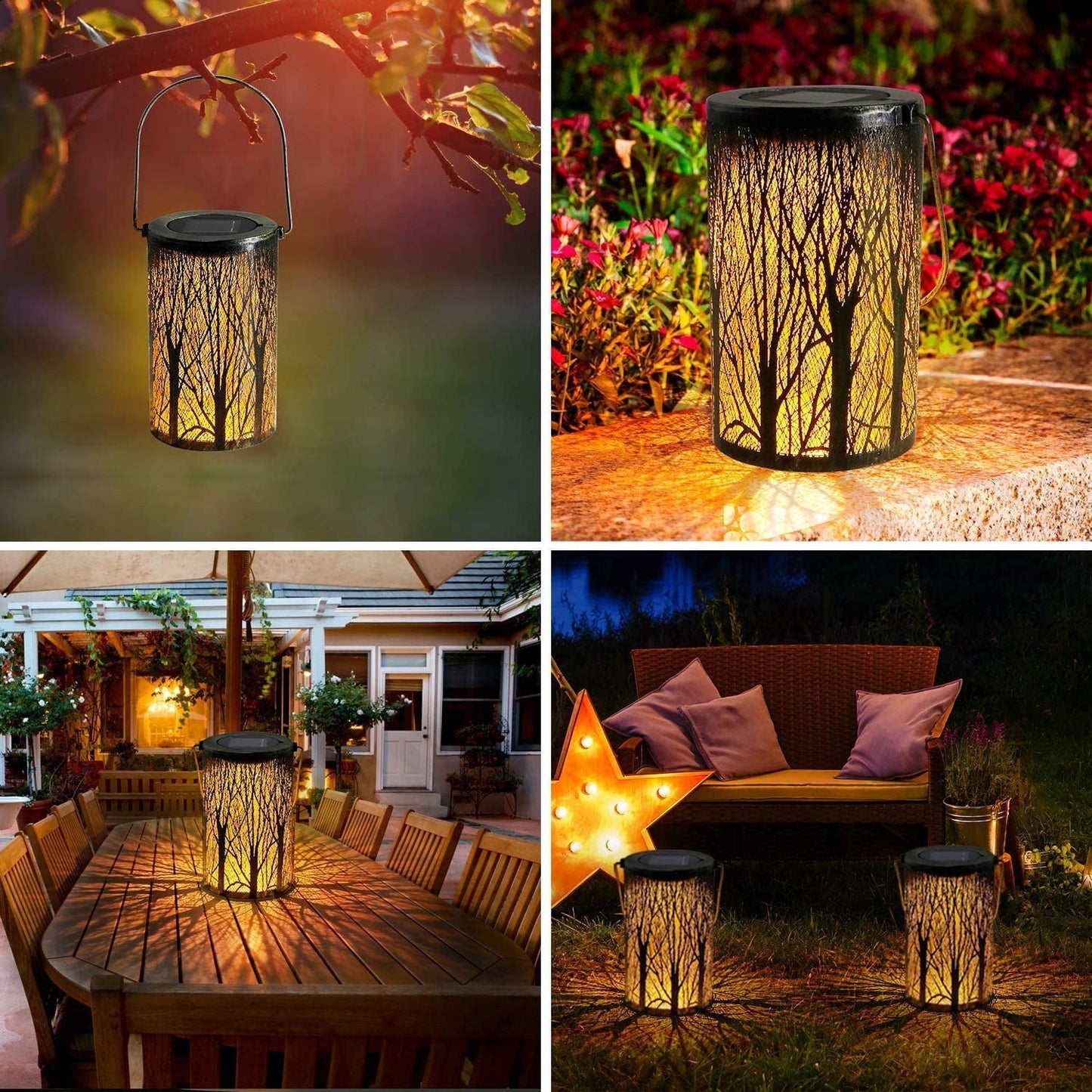 Floroux Art Deco Lampe Solaire | Design Cylindre | Fer & LED | Éclairage de Jardin