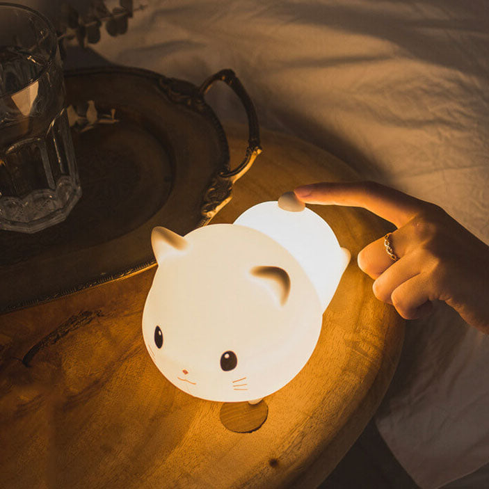Floroux LED night lamp | Creative silicone cat-shaped lamp | USB charging & Timer | Children's room & Ambient lamp