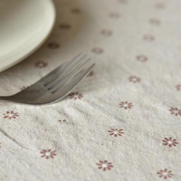 Nappe en coton lin à motif marguerite