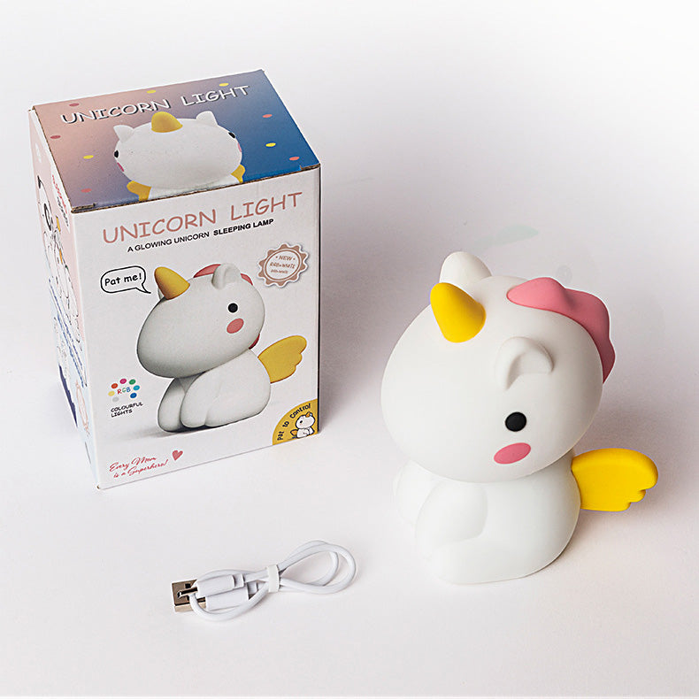 Lumière nocturne LED licorne en silicone confortable - Cadeau parfait pour les enfants et les filles