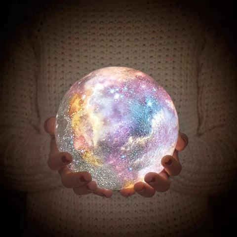 Floroux Galaxy Moon Lamp | 3D Printed LED Moon Lamp | Color Changing | Touch and USB Charge | Ambient Light for Home