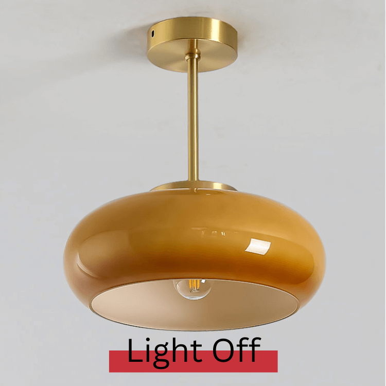 11" Lumière de plafond semi-encastrée vintage avec abat-jour en verre orange