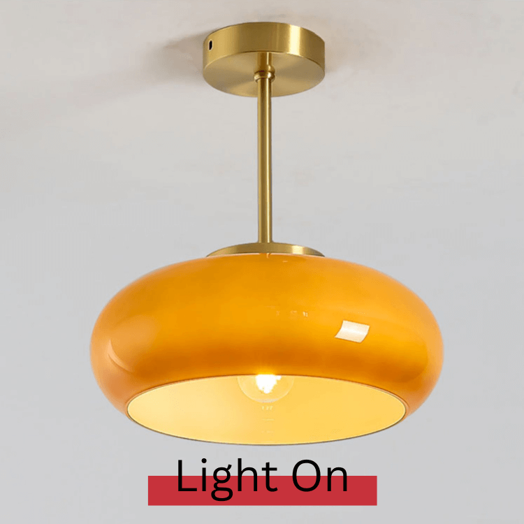 11" Lumière de plafond semi-encastrée vintage avec abat-jour en verre orange