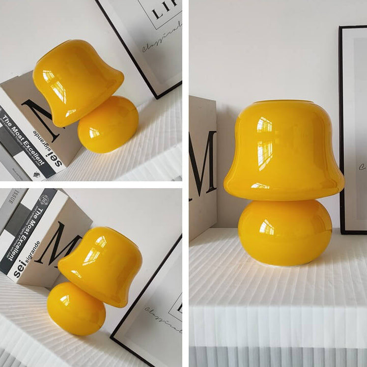 Floroux Lampe de Table en Verre | Design Français | Fait Main | Forme de Champignon | Décoration & Éclairage