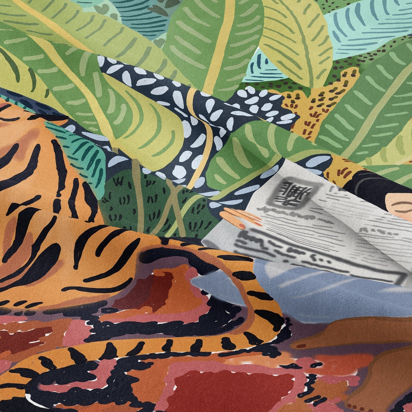 Tapisserie murale Jungle Tigre & Fille