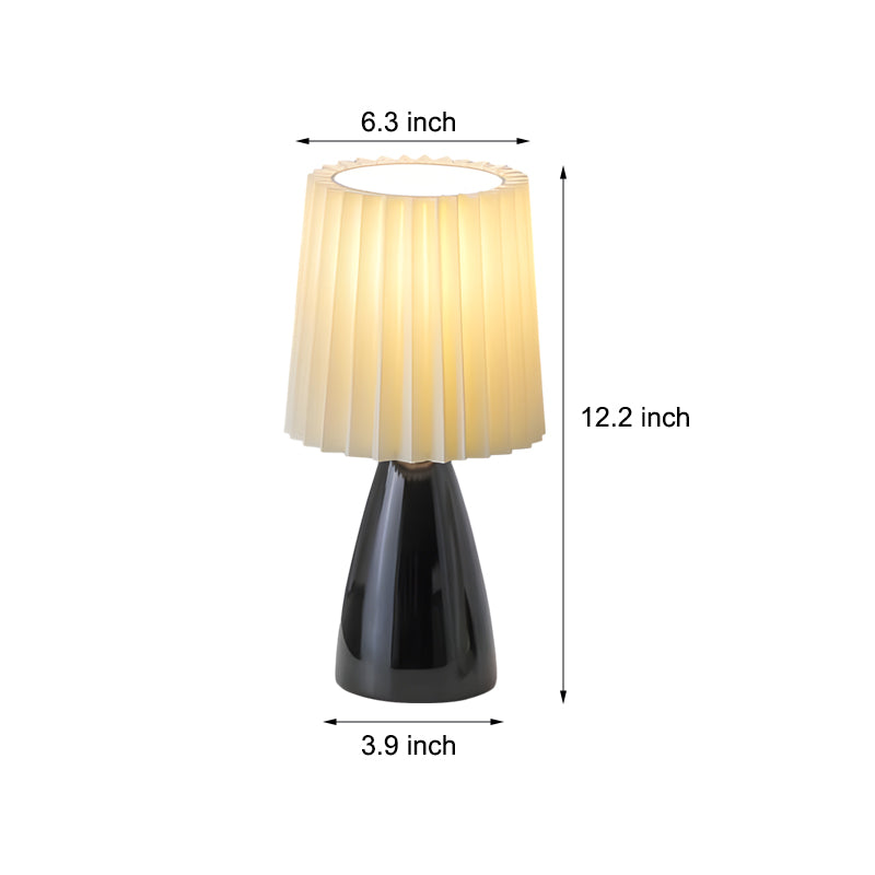 30cm Tissus plissés - Lampe de table avec base en verre et USB, Dimmable avec 1 point lumineux