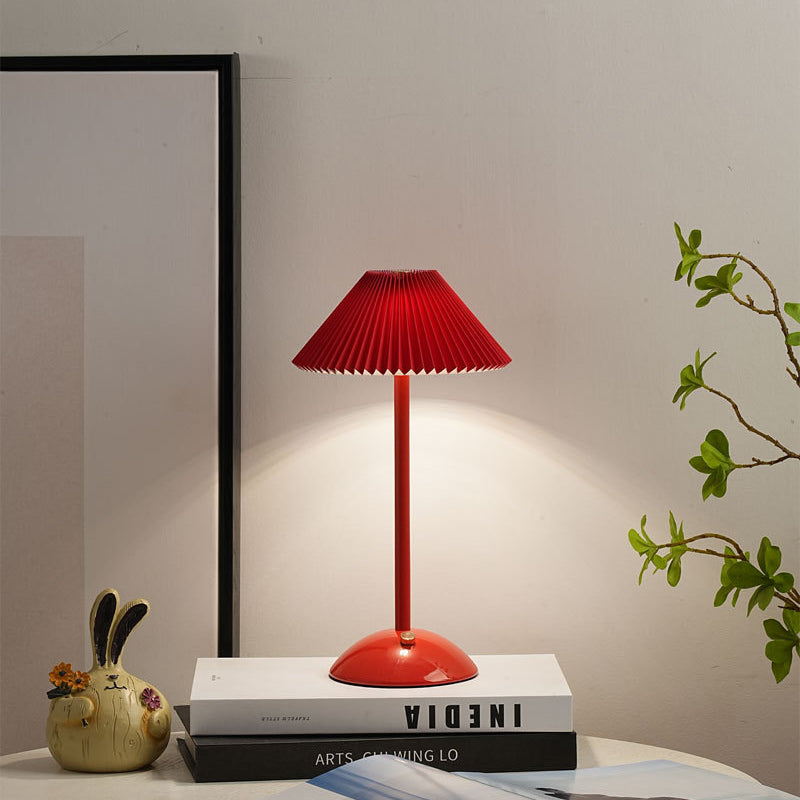Floroux Skandi LED Table Lamp | Rechargeable | Pleated Fabric Shade | Wireless | Ambient Light | Nightstand Lamp