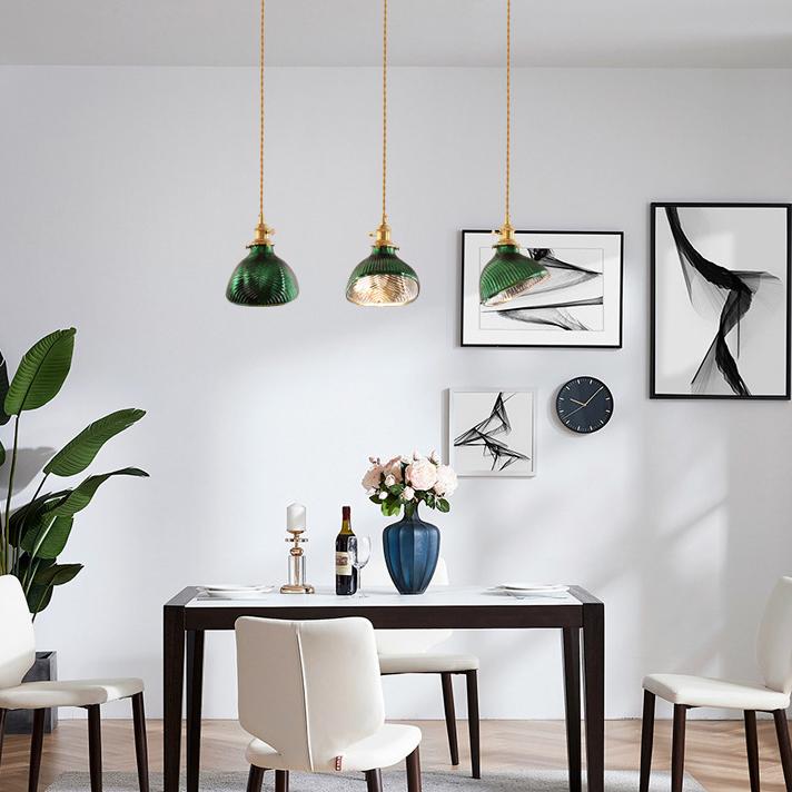 Floroux Chandelier Vintage Nordic | Brass & Green Glass | Pendant Lamp 1/2/3 Lights | Elegant Design