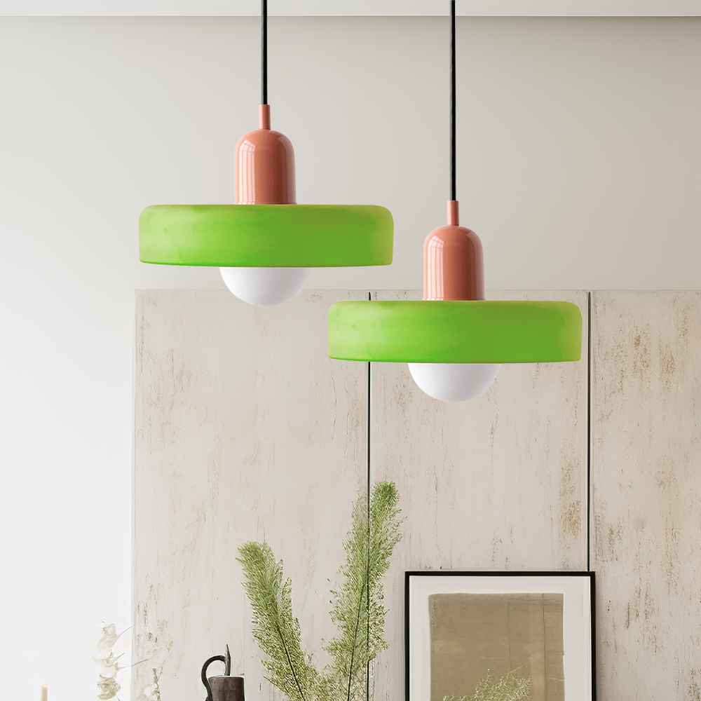 Suspension Floroux in colored glass | Elegant hanging lamp in Bauhaus style | Designer lamp for the living room and dining room