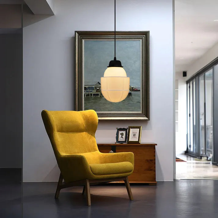 LumiNéo – Suspension Géométrique en Verre Givré Moderne