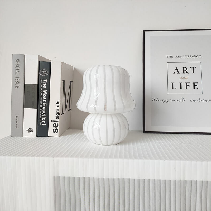 Floroux Lampe de Table en Verre | Design Français | Fait Main | Forme de Champignon | Décoration & Éclairage