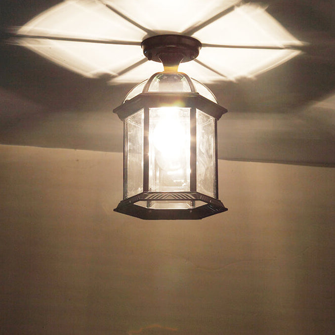 Floroux Outdoor Ceiling Light | Waterproof | Hexagonal Design | Semi-Recessed Mounting