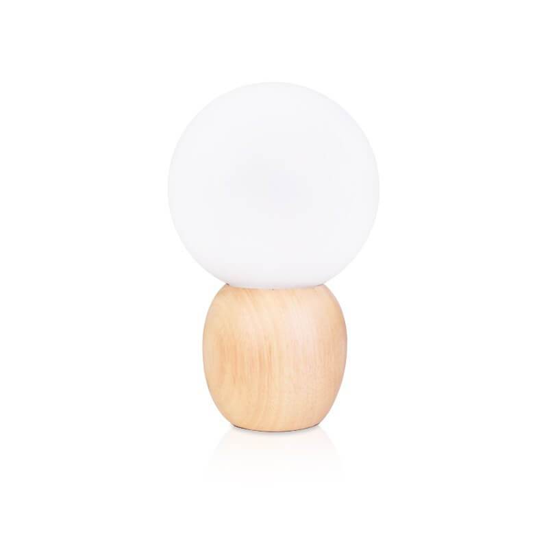 Floroux Lampe de Table en Bois Nordique avec Globe en Verre Laiton | Lumière LED | Lumière Ambiance Chaude
