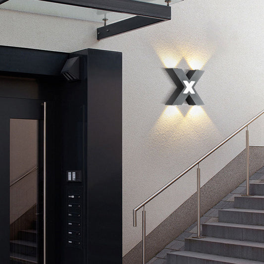 Applique LED étanche moderne en forme de X avec 4 lumières pour extérieur