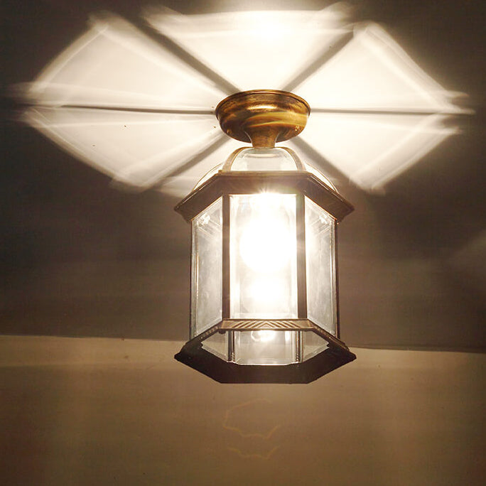 Floroux Outdoor Ceiling Light | Waterproof | Hexagonal Design | Semi-Recessed Mounting