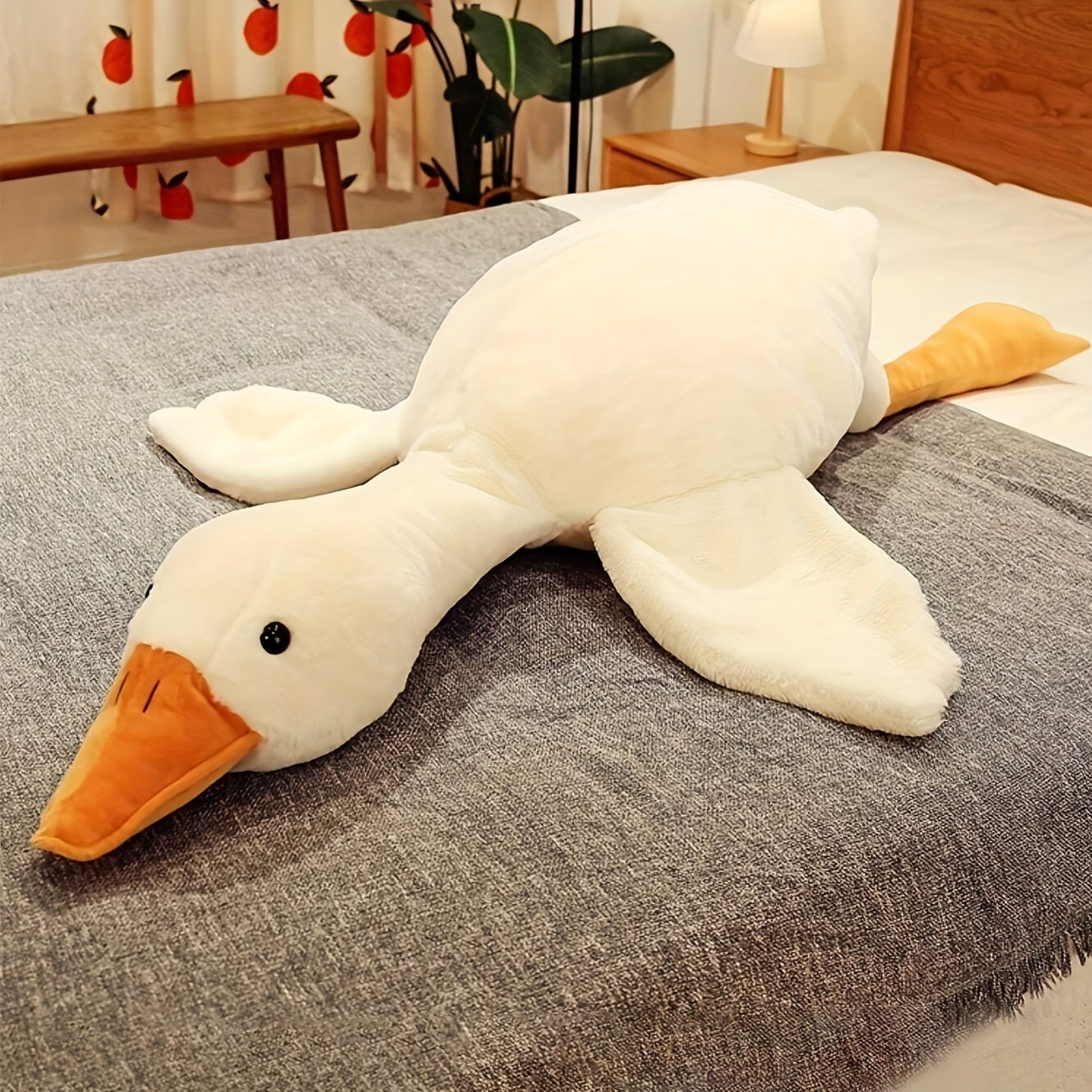 Peluche Douce Canard Blanc - Grande Peluche Cygne Oie, Tapis en Peluche Fluffy pour la Chambre des Enfants et la Décoration Intérieure