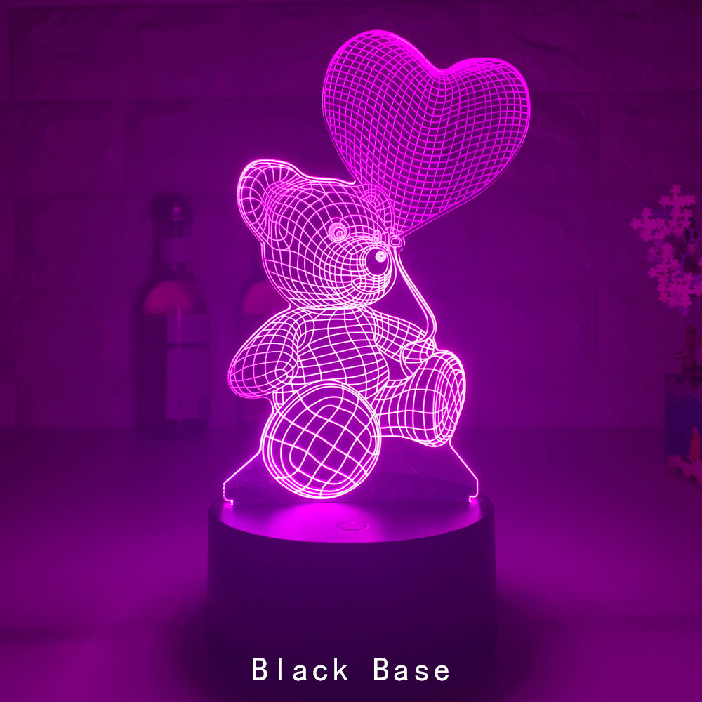3D Cœur Ours USB LED Lampe de Nuit