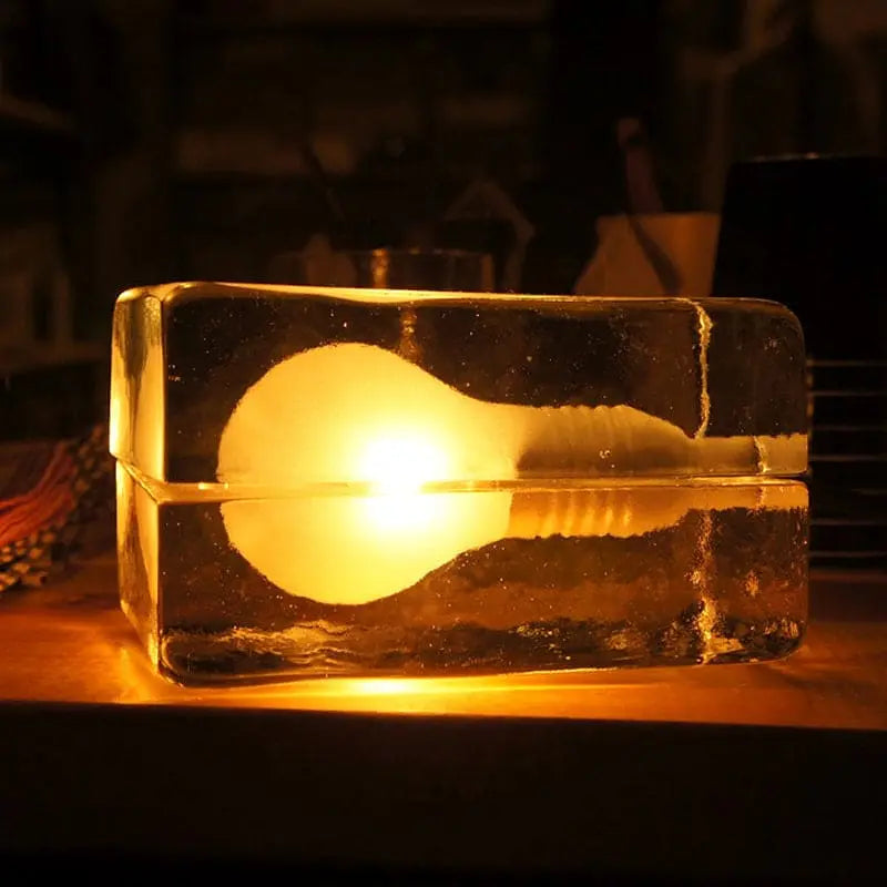 LumiCube - Lampe de table minimaliste avec cube en verre transparent