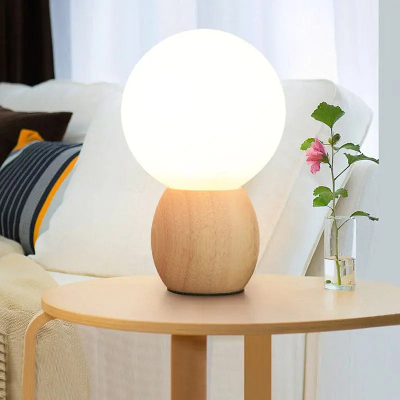 ÉclatBois - Lampe de Nuit à Boules avec Socle en Bois Naturel