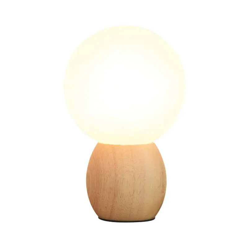 ÉclatBois - Lampe de Nuit à Boules avec Socle en Bois Naturel