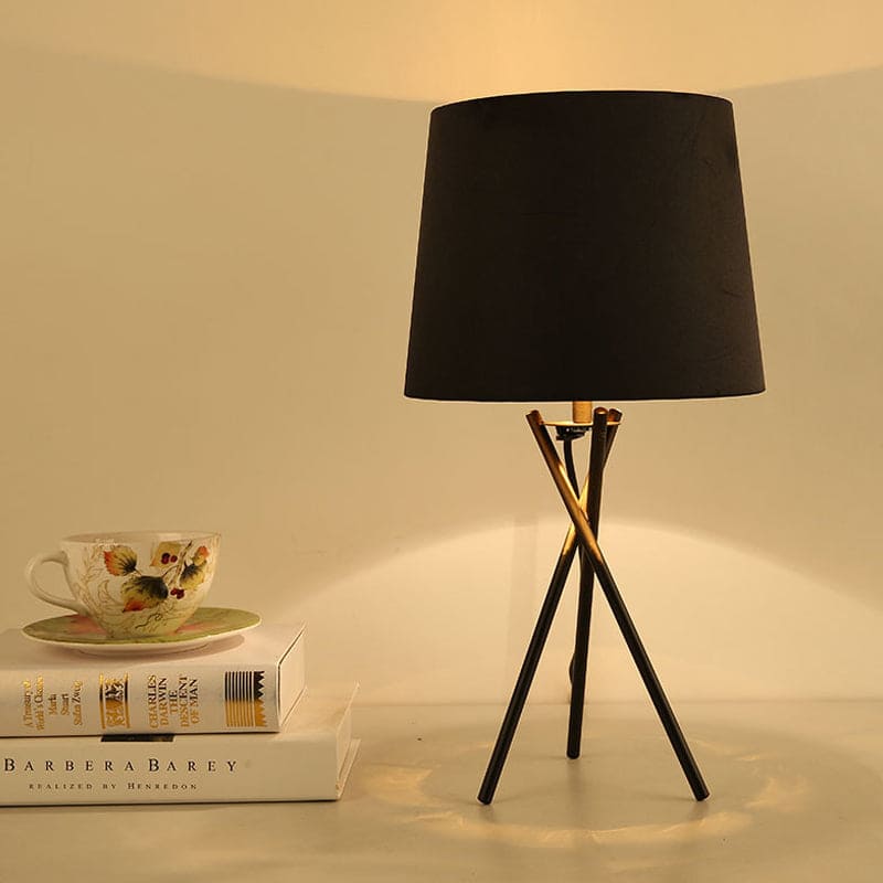 Floroux - Lampe de table minimaliste avec abat-jour en tissu tambour