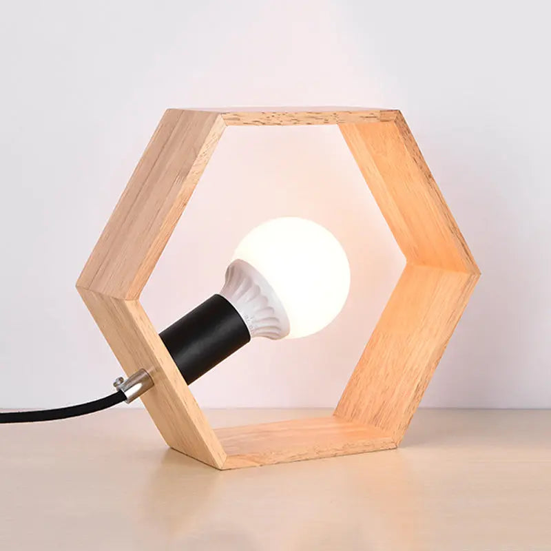 HexaLumi - Lampe de Table Hexagonale en Bois pour Ambiance Chaleureuse