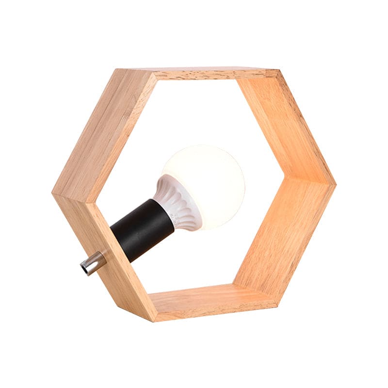 Floroux – Lampe de table en bois hexagonal mince pour une lueur chaleureuse