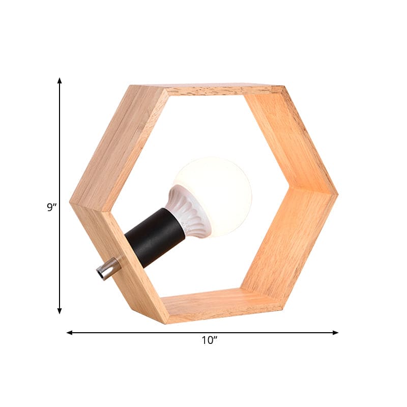 Floroux – Lampe de table en bois hexagonal mince pour une lueur chaleureuse