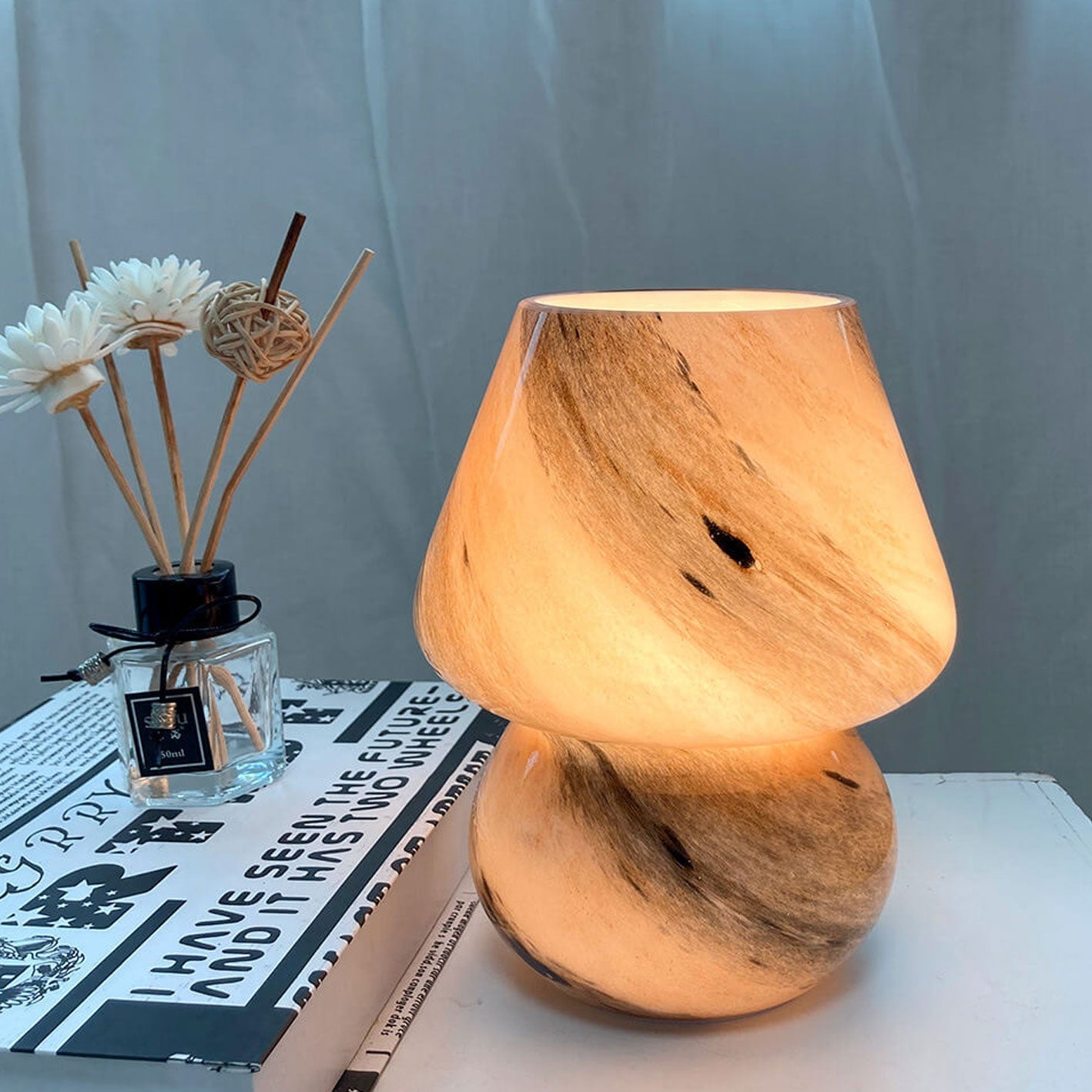 Lampe à champignon en verre design planétaire fait à la main 1 lumière