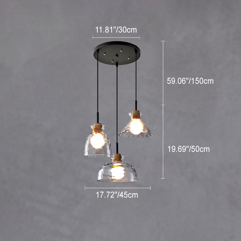 Floroux Suspension Nordique | Verre Ribé | 1-Lumière | Design Scandinave | Décoration d'intérieur