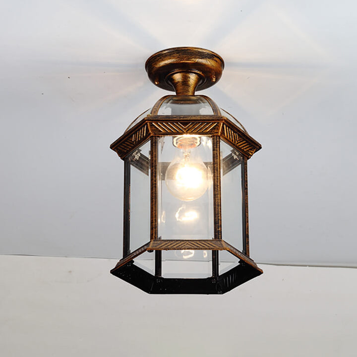 Floroux Outdoor Ceiling Light | Waterproof | Hexagonal Design | Semi-Recessed Mounting