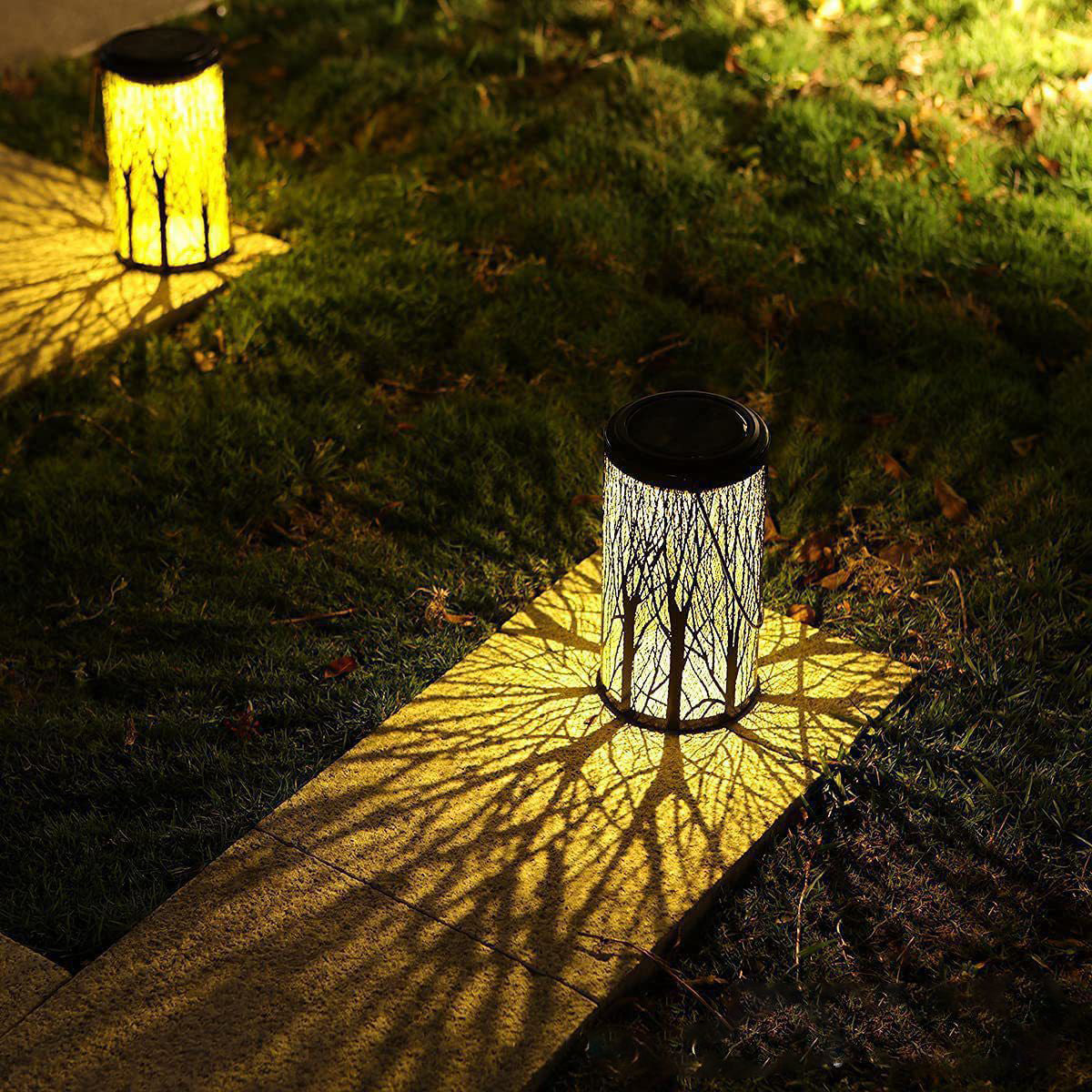 Floroux Art Deco Lampe Solaire | Design Cylindre | Fer & LED | Éclairage de Jardin