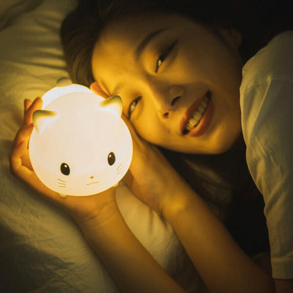 Floroux LED night lamp | Creative silicone cat-shaped lamp | USB charging & Timer | Children's room & Ambient lamp