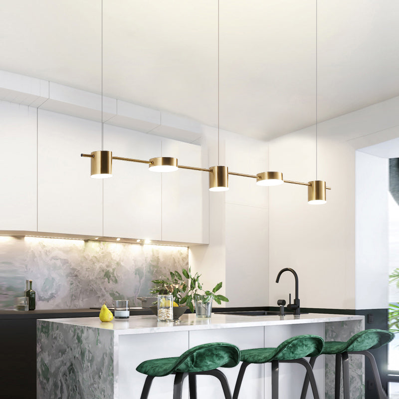 LumiModern – Suspension en aluminium noir/or à 3 ou 5 lumières