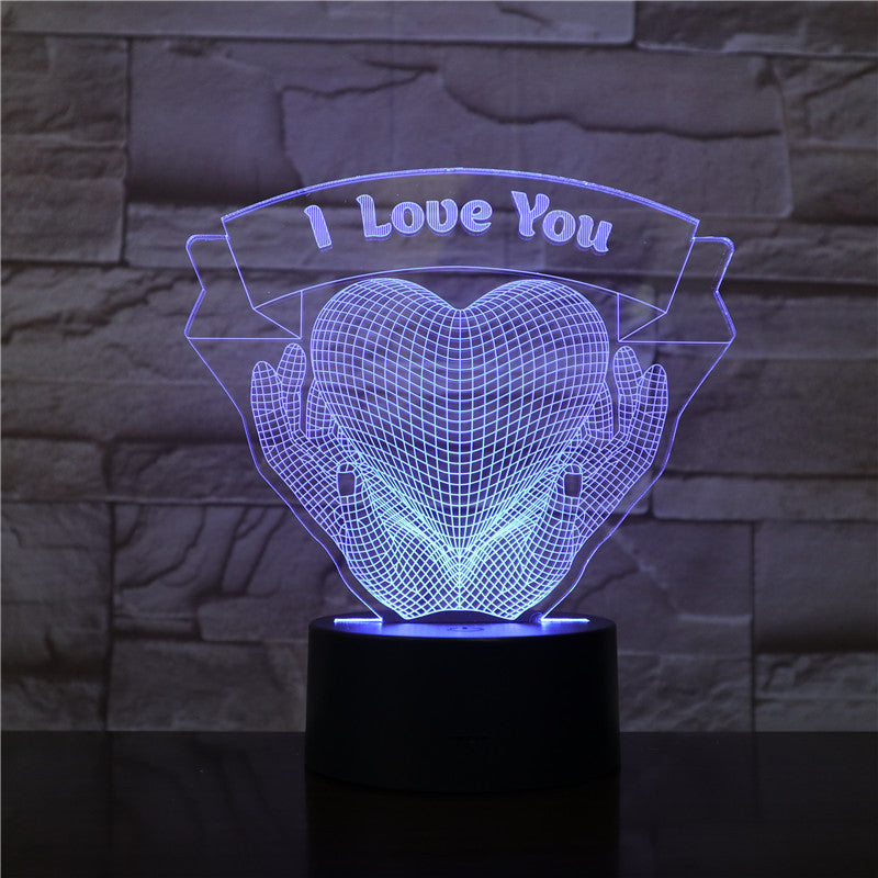 Tenir les mains Cœur 3D LED lampe de nuit d'amour cadeau