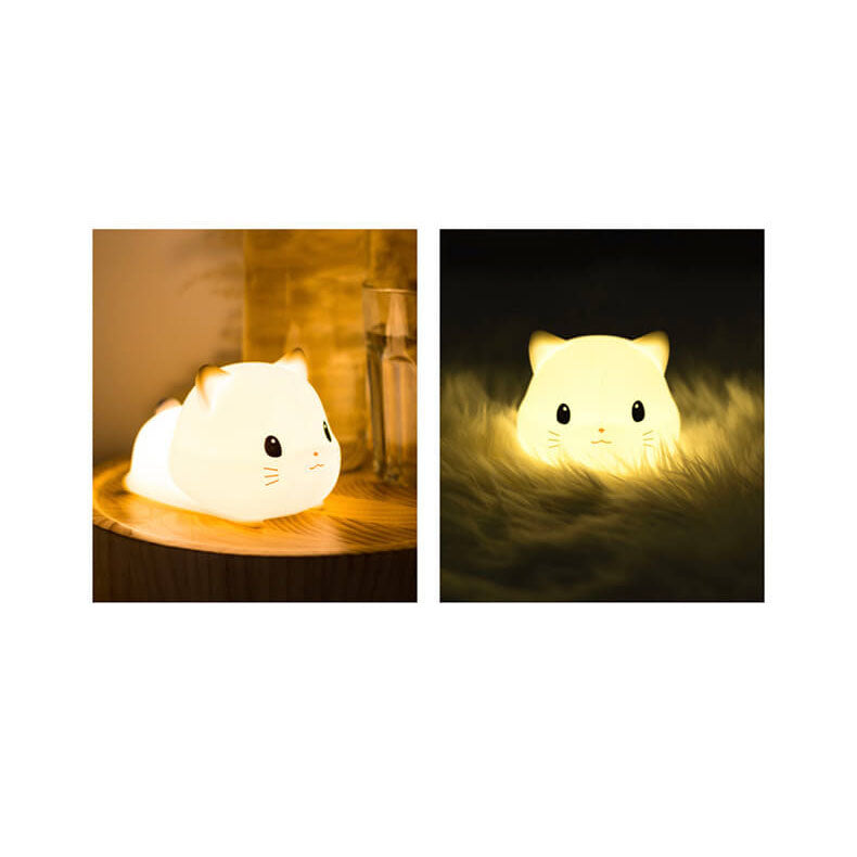 Floroux LED night lamp | Creative silicone cat-shaped lamp | USB charging & Timer | Children's room & Ambient lamp