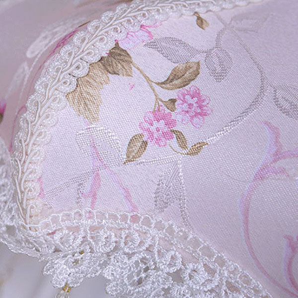 Floroux Lampe de Table Européenne | Tissu & Dentelle | Élégante Base en Résine Lumineuse | Décoration & Éclairage