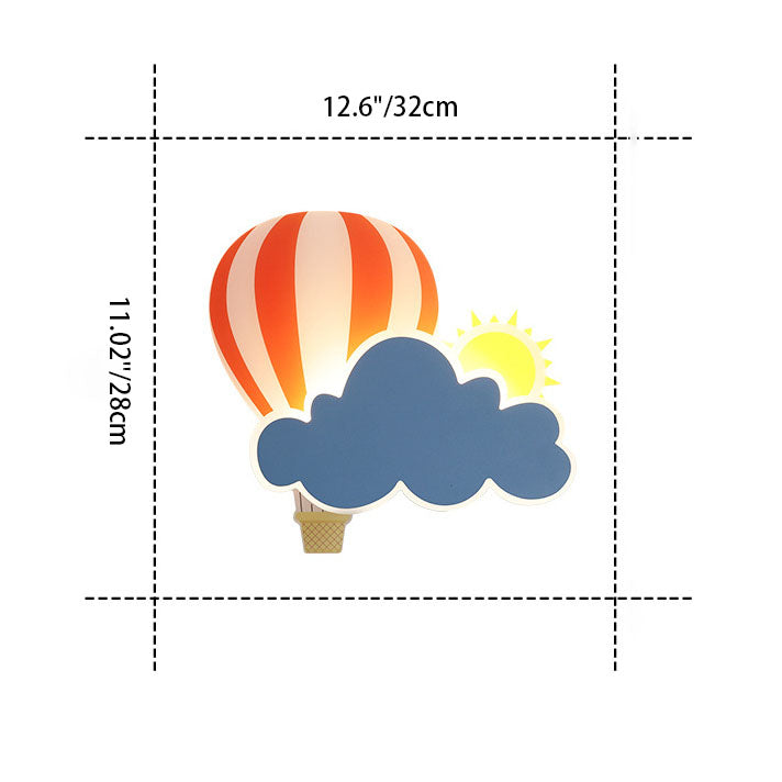 Floroux LED Applique Murale | Design Créatif de Montgolfière & de Nuage | Pour Chambre d'Enfant | Lumière Blanc Chaud & Blanche